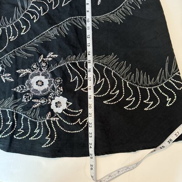 VTG Anne Carson Skirt Sz 10 Silk Linen Embroidered Sequins Festival Fairygrunge - Picture 14 of 15